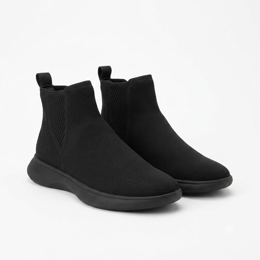 Vivaia Knit Round Toe Ankle Chelsea Boot Black Slip On Womens 6.5-7 37